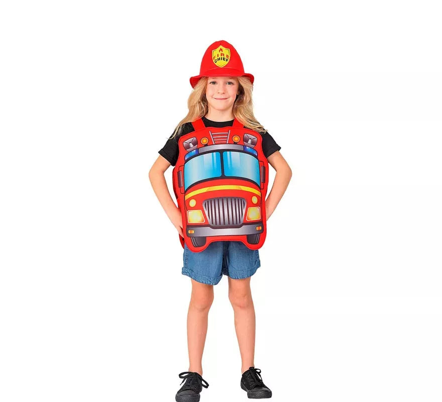Translation missing: en.Disfraz de Bombero rojo con gorro para niños