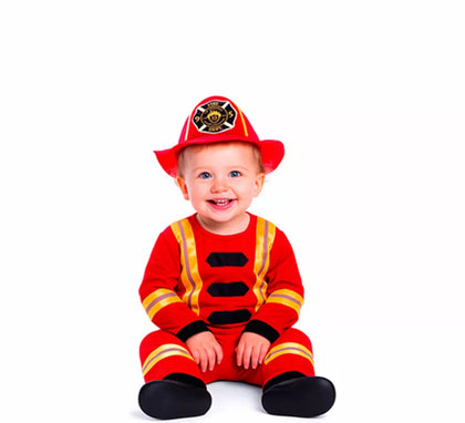 Disfraz de Bombero rojo y amarillo para bebé y niño