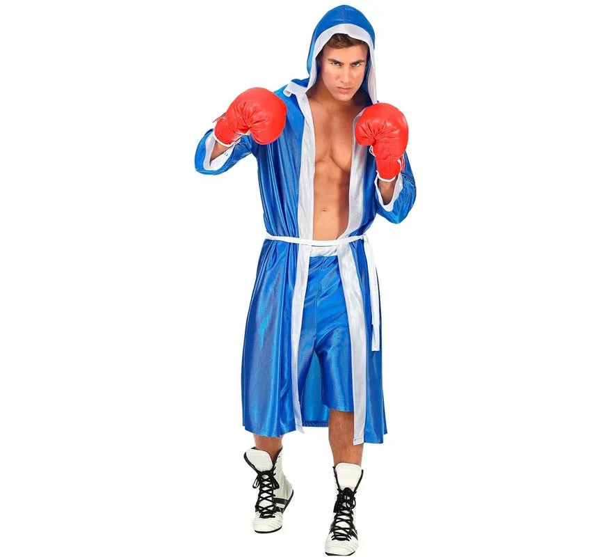 Disfraz de Boxeador azul y blanco para hombre