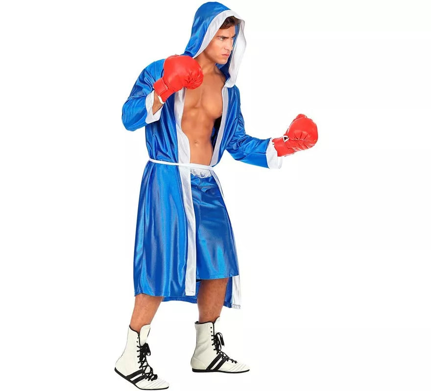 Disfraz de Boxeador azul y blanco para hombre