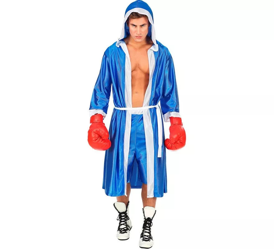 Disfraz de Boxeador azul y blanco para hombre
