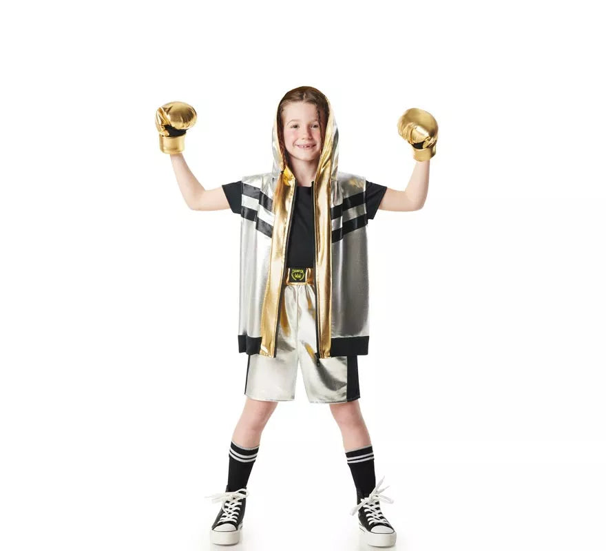 Disfraz de Boxeador plateado para niños