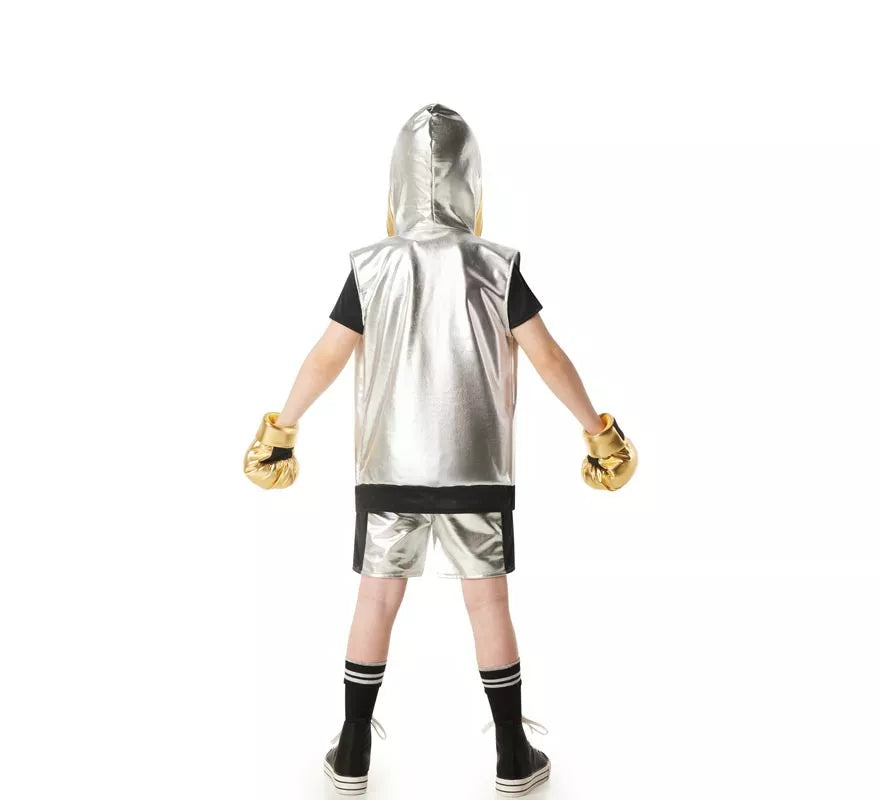 Disfraz de Boxeador plateado para niños