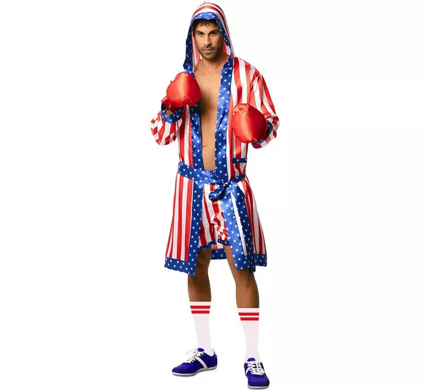 Disfraz de Boxeador Profesional USA con cinturón para hombre