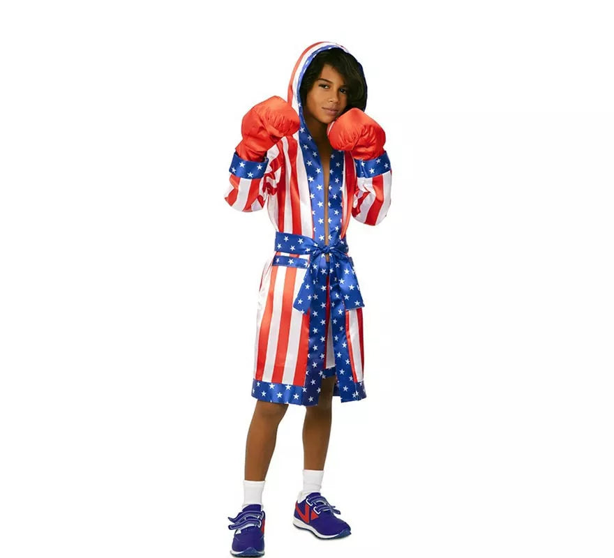 Disfraz de Boxeador Profesional USA con cinturón para niño
