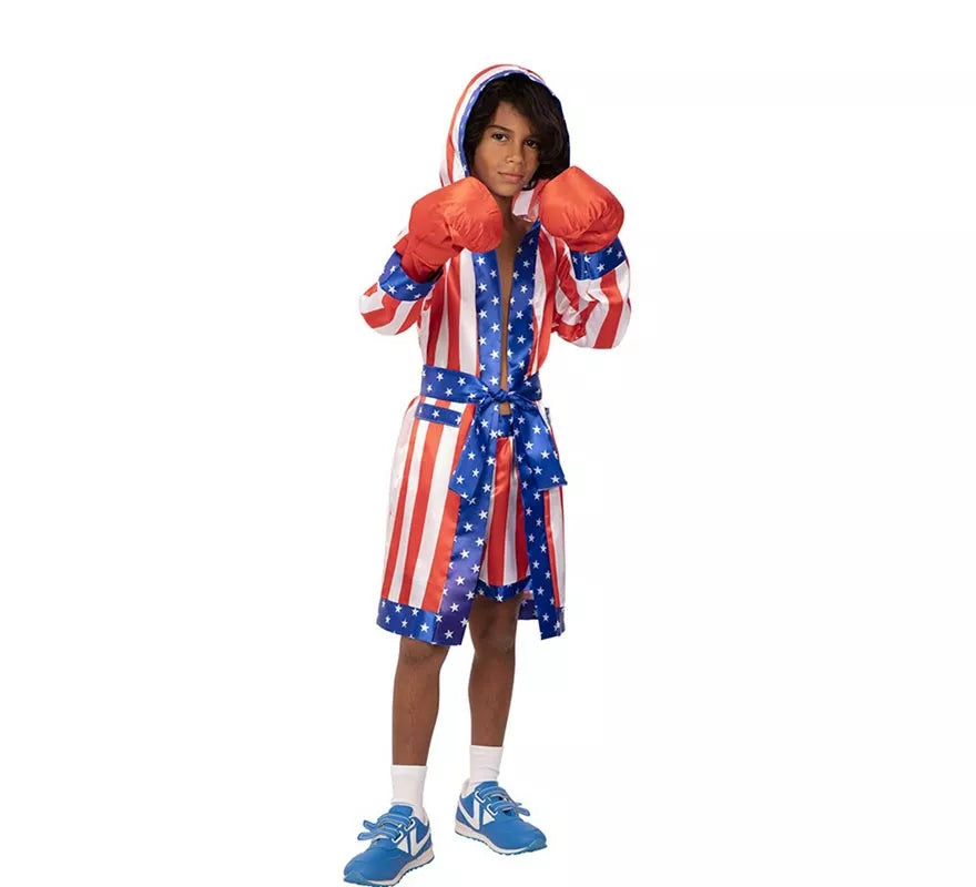 Disfraz de Boxeador Profesional USA con cinturón para niño