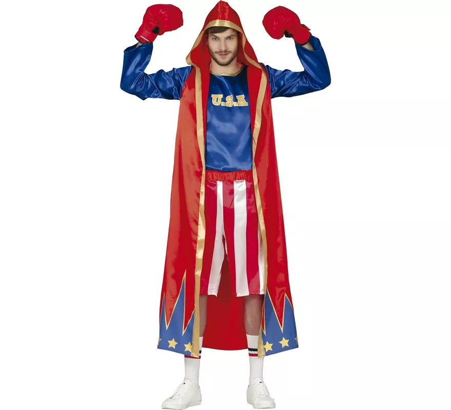 Disfraz de Boxeador Rojo y Azul para hombre
