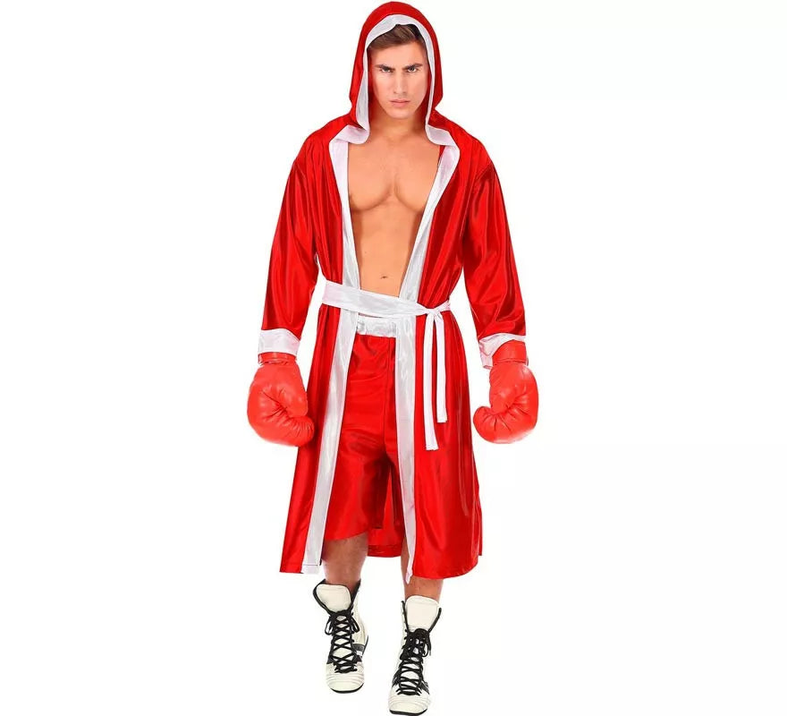 Disfraz de Boxeador rojo y blanco para hombre