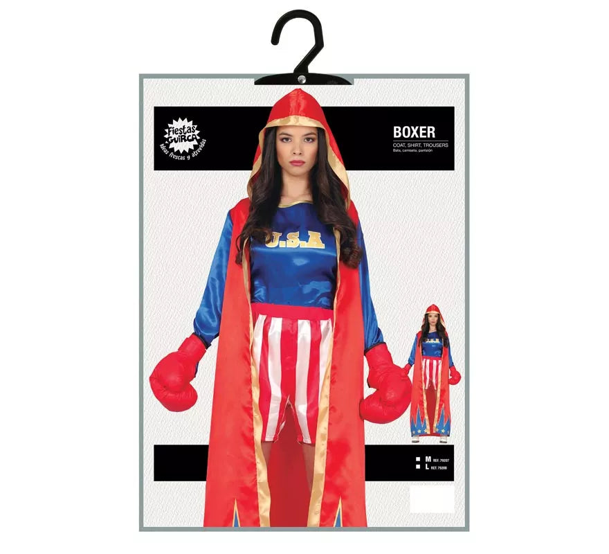 Translation missing: en.Disfraz de Boxeadora Azul y Rojo para mujer