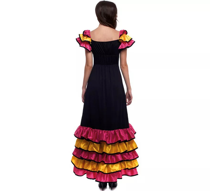 Disfraz de Brasileña Rumbera Negro con Volantes para mujer