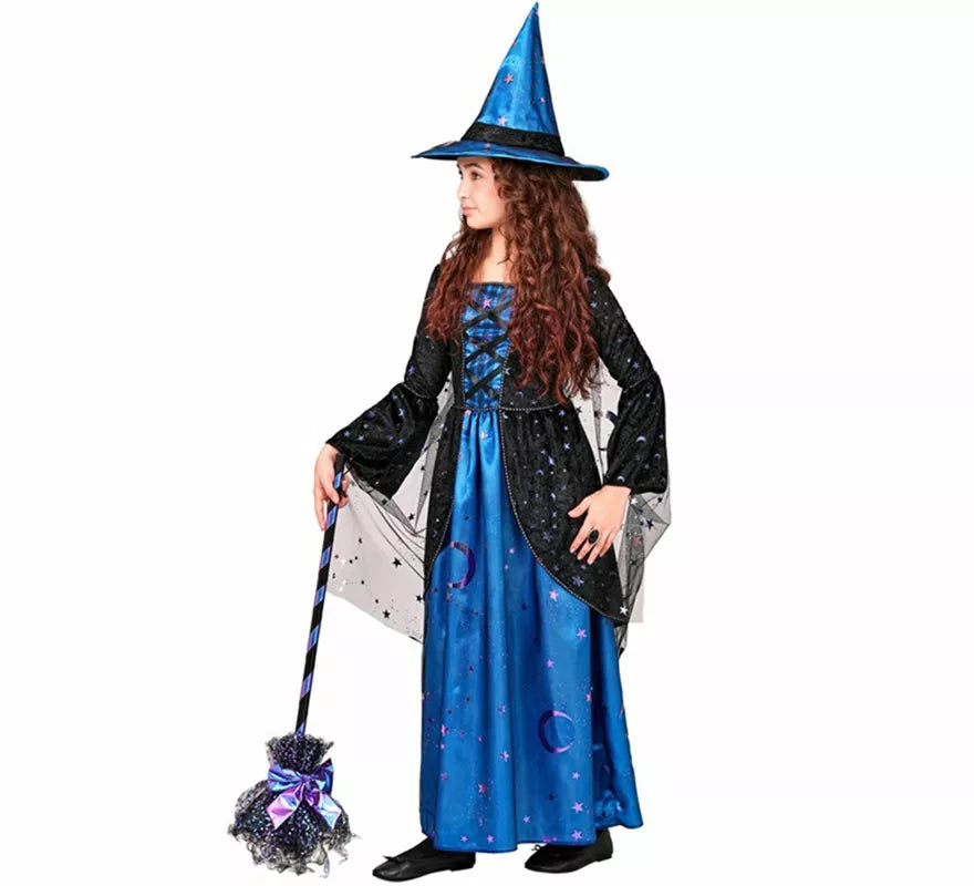 Translation missing: en.Disfraz de Bruja azul con Estrellas para niña