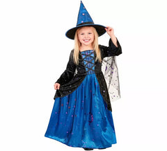 Blue Witch Costume with Stars for Girls
