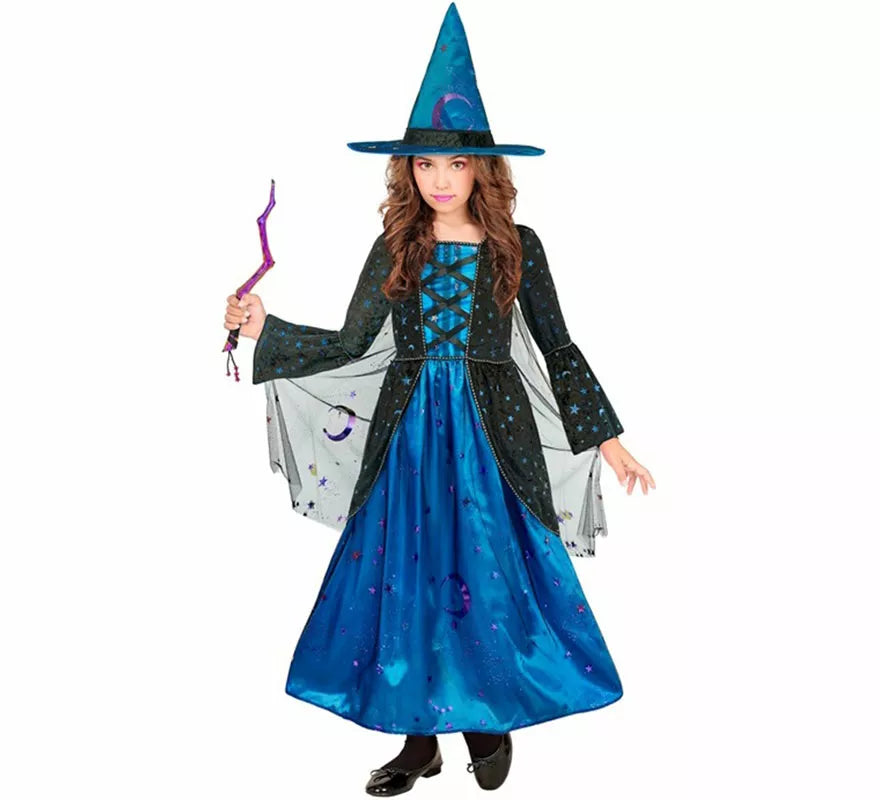 Translation missing: en.Disfraz de Bruja azul con Estrellas para niña