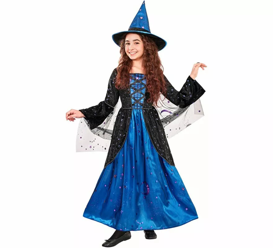 Translation missing: en.Disfraz de Bruja azul con Estrellas para niña