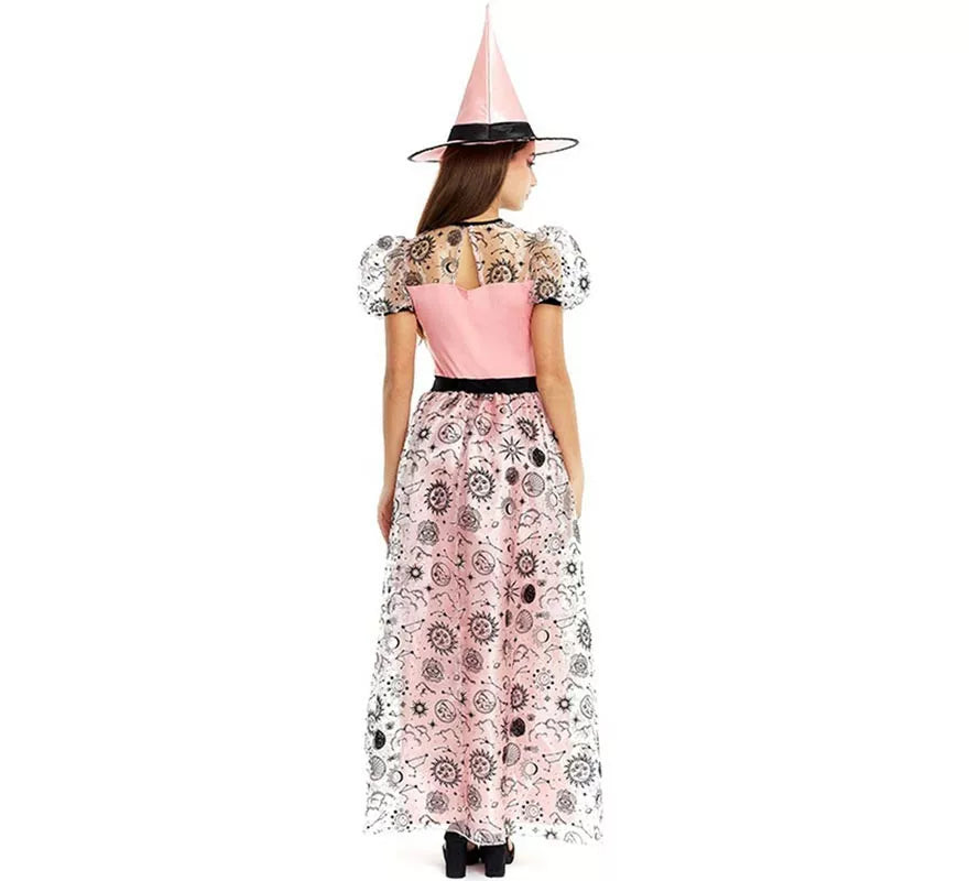 Disfraz de Bruja Buena rosa con sombrero para mujer