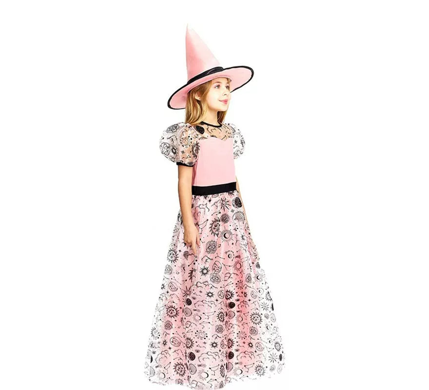 Translation missing: en.Disfraz de Bruja Buena rosa con sombrero para niña y adolescente
