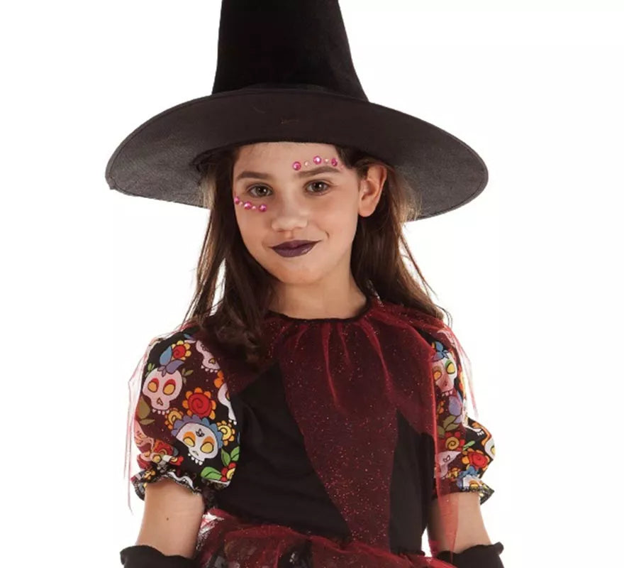 Disfraz de Bruja Calaveras Floral para niña