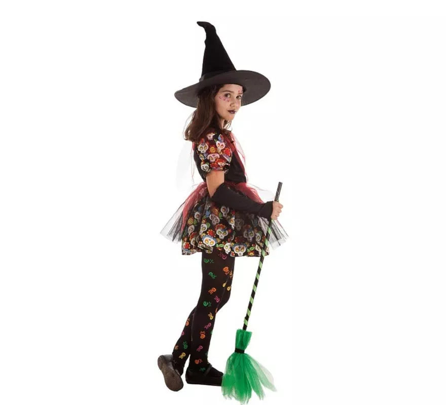 Disfraz de Bruja Calaveras Floral para niña