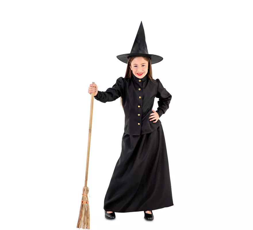 Translation missing: en.Disfraz de Bruja Clásica en Negro para niña