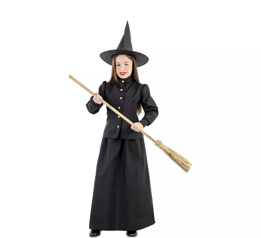 Disfraz de Bruja Clásica en Negro para niña