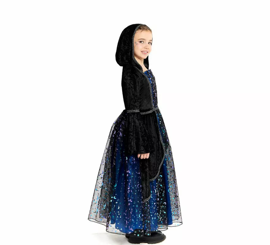 Translation missing: en.Disfraz de Bruja con Estrellas azul para niña