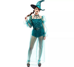 Witch costume with transparencies for women