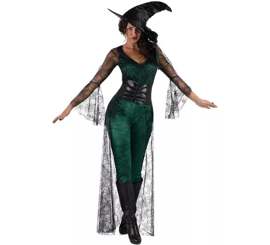 Disfraz de Bruja del Aquelarre verde para mujer