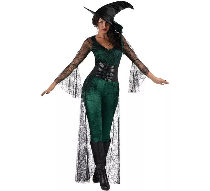 Disfraz de Bruja del Aquelarre verde para mujer