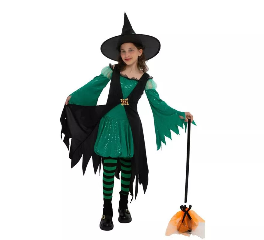 Translation missing: en.Disfraz de Bruja Esmeralda verde para niña