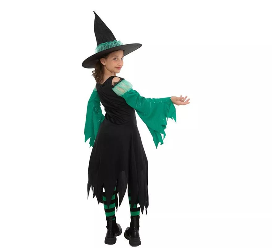 Disfraz de Bruja Esmeralda verde para niña