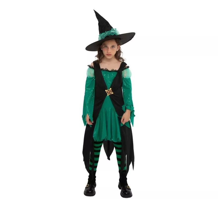 Disfraz de Bruja Esmeralda verde para niña