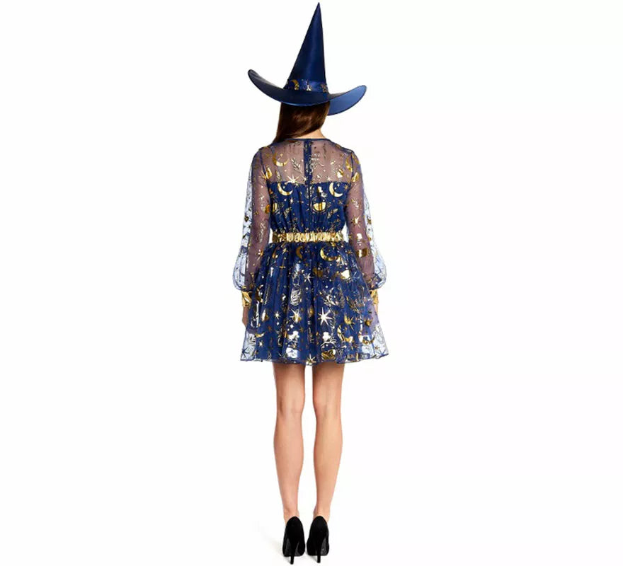 Disfraz de Bruja Esotérica azul para mujer