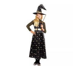 Gold Star Witch Costume with Hat for Girls
