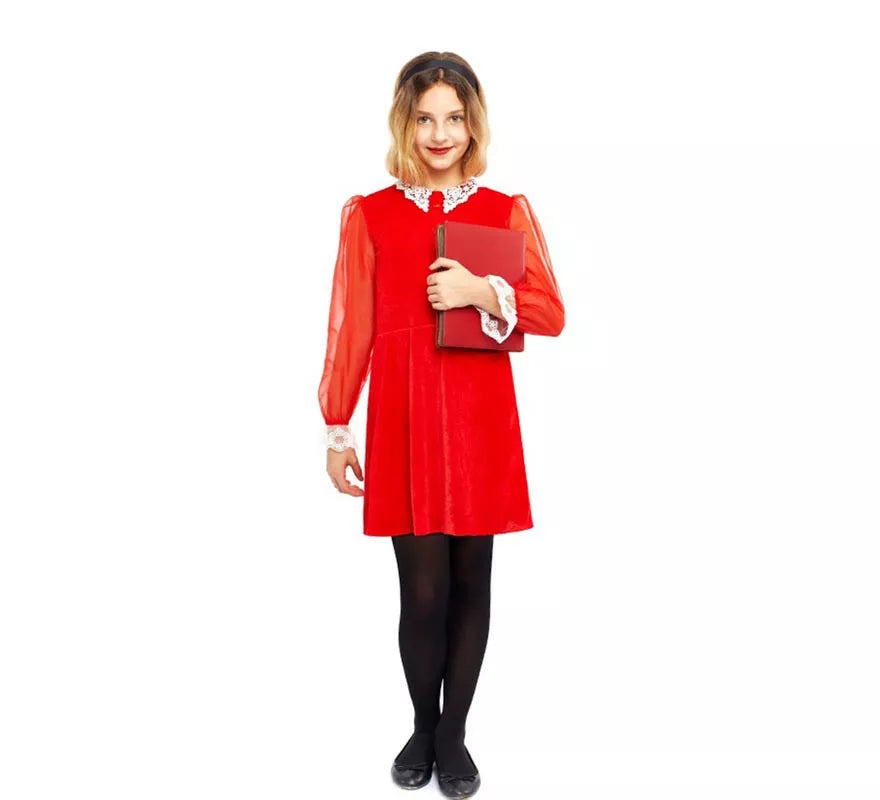 Translation missing: en.Disfraz de Bruja joven vestido rojo para niña
