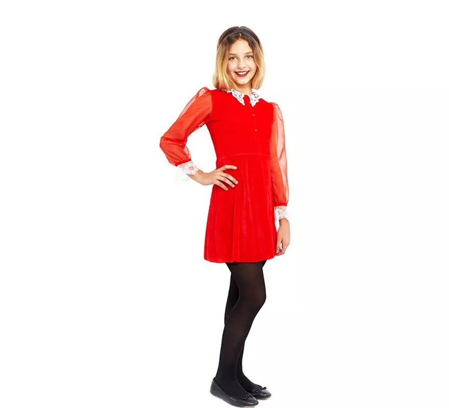 Translation missing: en.Disfraz de Bruja joven vestido rojo para niña