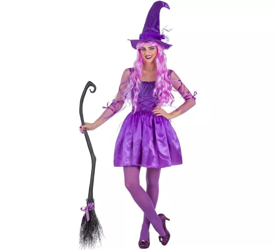 Disfraz de Bruja Lila para mujer