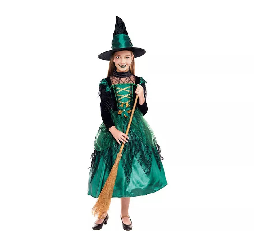 Disfraz de Bruja Magic Verde para niña