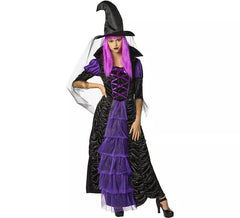 Black and purple evil witch costume for women