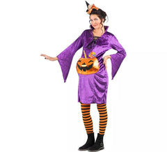 Purple Witch with Pumpkin Costume for Pregnant Woman