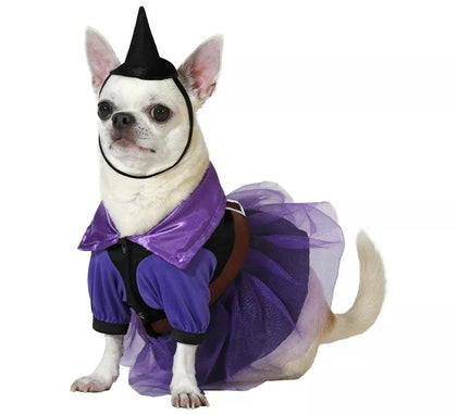 Disfraz de Bruja morada con sombrero para perro