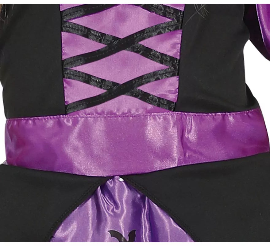 Translation missing: it.Disfraz de Bruja Morada con vestido estampado para niña