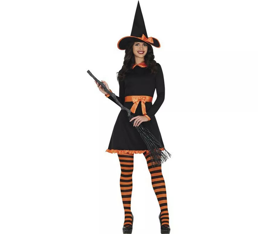 Translation missing: en.Disfraz de Bruja naranja con lazo para mujer