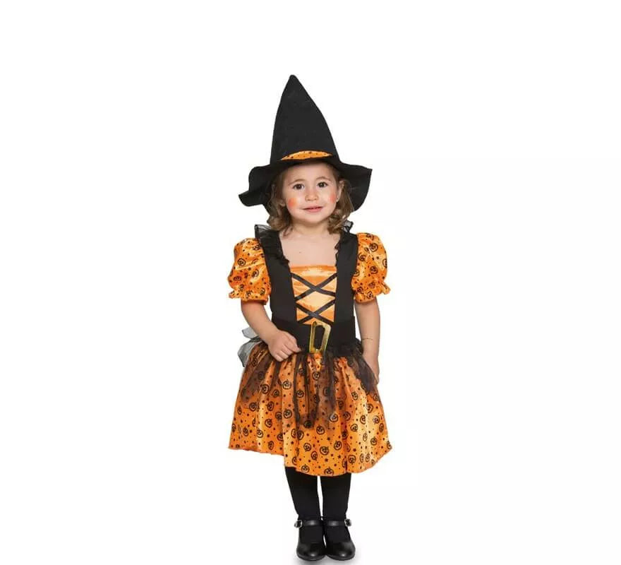 Translation missing: en.Disfraz de Bruja naranja para niña y bebé