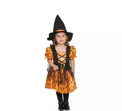 Disfraz de Bruja naranja para niña y bebé