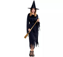 Black witch costume with spikes for women