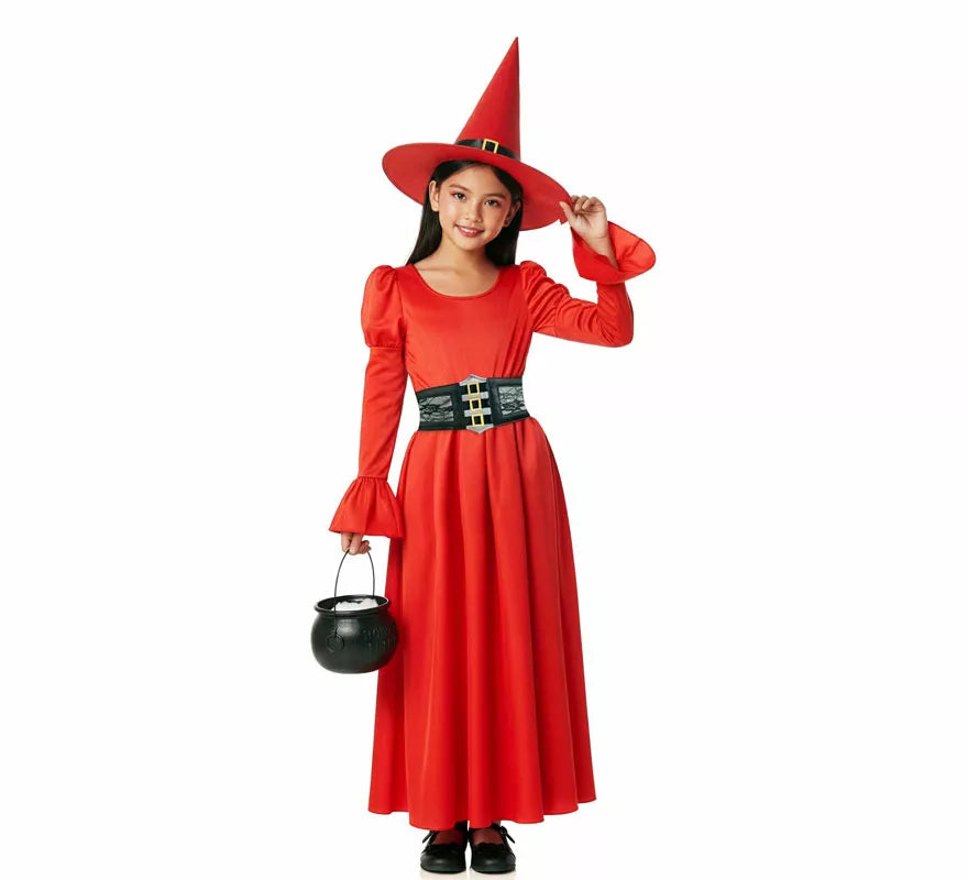 Translation missing: en.Disfraz de Bruja rojo con Corset para niña