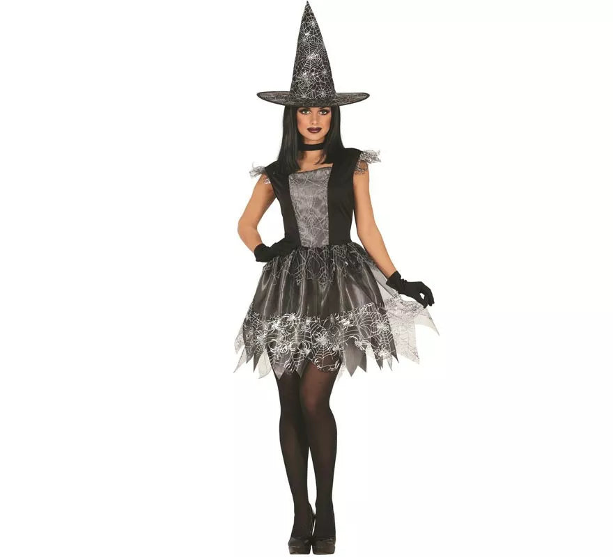 Disfraz de Bruja Spiderweb plateada para mujer