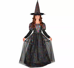 Multicoloured Spiderweb Witch Costume for Girls