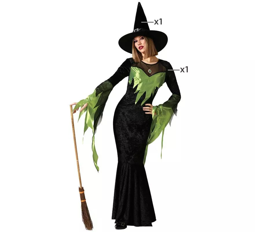Translation missing: en.Disfraz de Bruja Verde Elegante para mujer