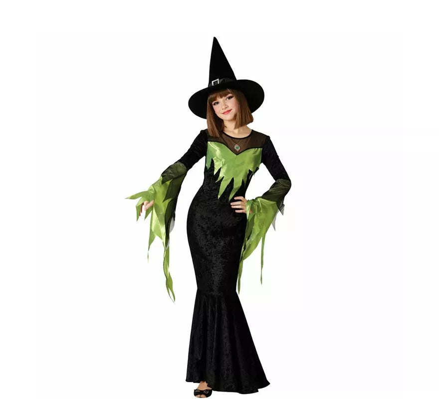 Disfraz de Bruja Verde Elegante para mujer
